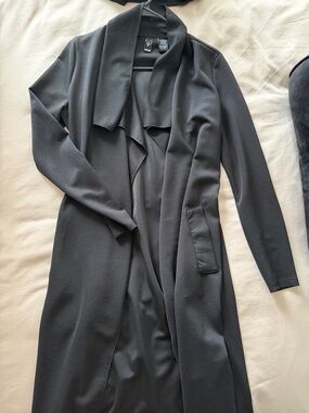 WINDSOR Black Long Open-Front Duster Coat